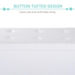 HOMCOM Bangku Penyimpanan Lipat Kulit Imitasi, Kotak Alat dan Sandaran Kaki, Warna Putih